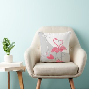 Coussin Flamant rose Amour Grande Lune Texte retour carré
