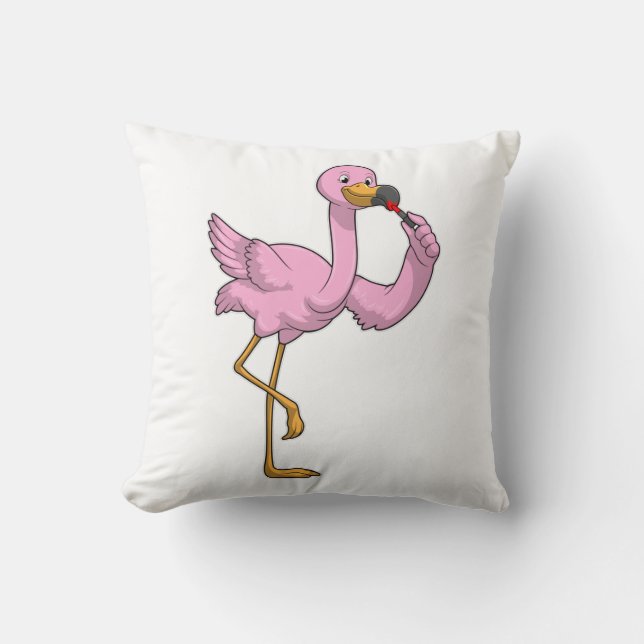 Coussin Flamant rose avec Lipstick (Recto)