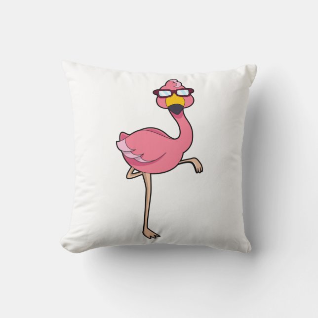 Coussin Flamant rose avec lunettes de soleil (Recto)