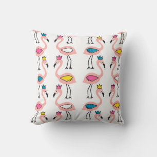 Coussin Flamant rose avec motif sans soudure couronne.