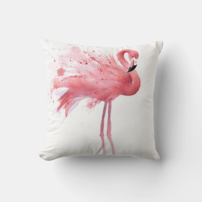 Coussin Flamant rose -Blanc (Recto)