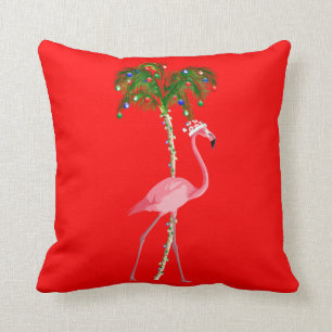 Coussin Flamant rose de Noël