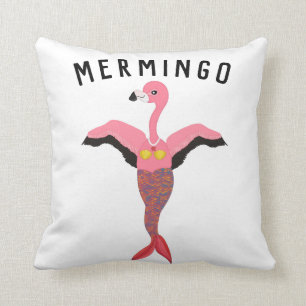 Coussin Flamant rose de sirène rose mignonne Oiseau magiqu
