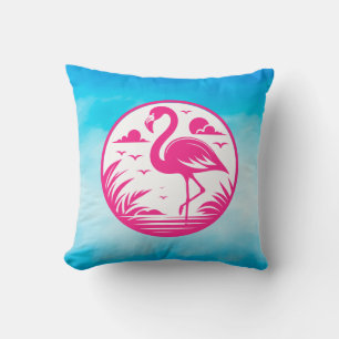 Coussin Flamant Rose Dessin de Cercle d'Été-68730