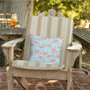 Coussin Flamant Rose Dessiné à la Main Rétro Motif Tropi