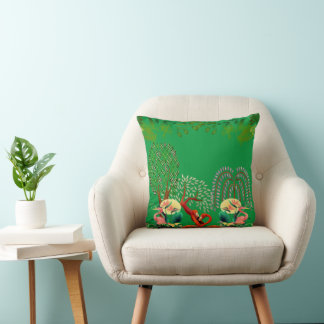 Coussin Flamant rose d'oiseaux aquatiques Couple Arbre de 