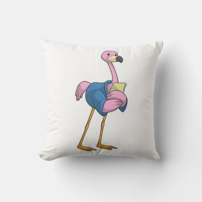 Coussin Flamant rose en tant que secrétaire avec Bloc-note (Recto)
