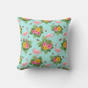 Coussin Flamant rose et papillons 3