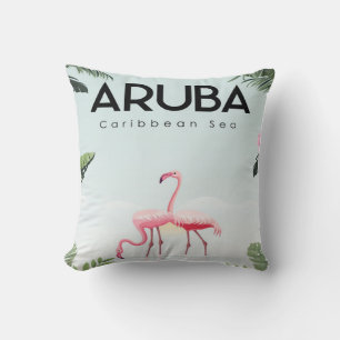 Coussin Flamant rose maritime des Caraïbes d'Aruba Flama