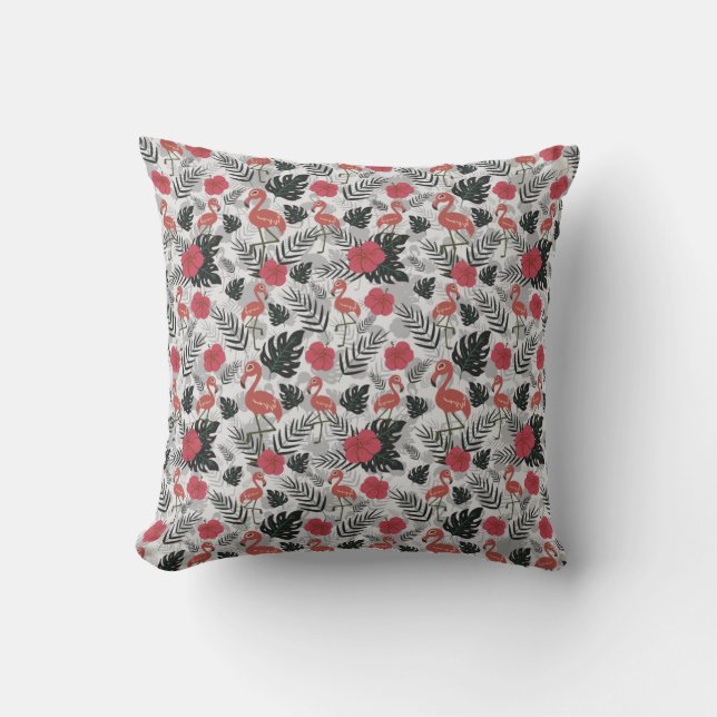 Coussin Flamant rose motif sans couture avec arrière - pla (Recto)