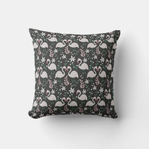 Coussin Flamant rose motif transparent blanc sur arrière -