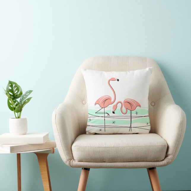 Coussin Flamant rose Ocean Pair aqua retour (Chaise)
