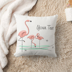 Coussin Flamant rose Ocean Trio 4 'Texte' strié carré