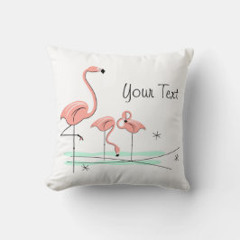 Coussin Flamant rose Ocean Trio 4 'Texte' strié carré