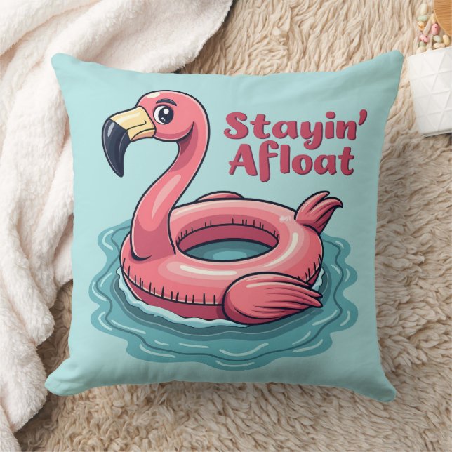 Coussin Flamant rose rétro Flotte drôle été (Couverture)