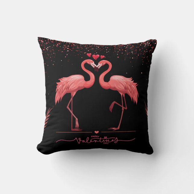 Coussin Flamant rose rose rond (Recto)