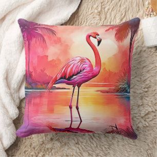 Coussin Flamant rose tropicale dynamique