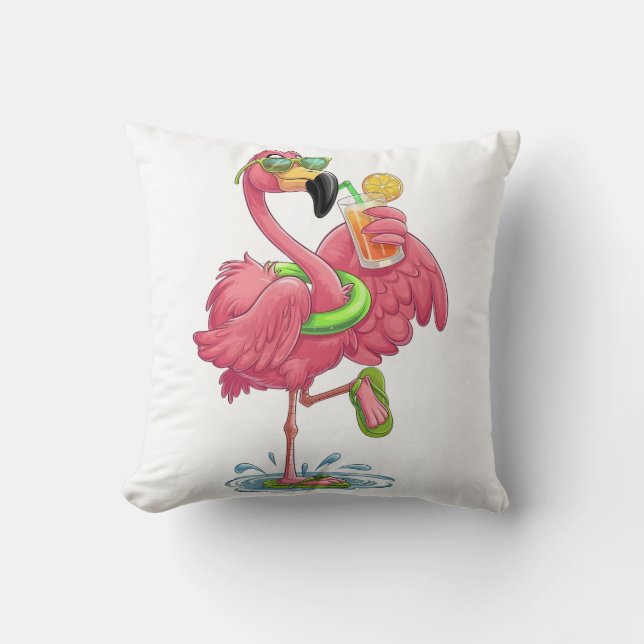 Coussin Flamant rose vacances d'été (Recto)