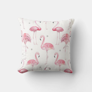 Coussin Flamants roses pois gris chic minimal personnalisé