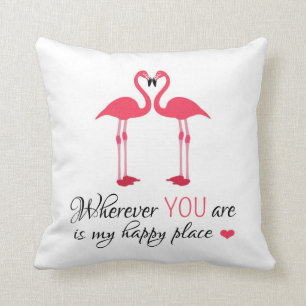 Coussin Flamants roses roses mignons dans l'amour