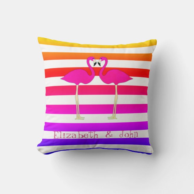Coussin Flamants roses roses Ombre Stripes Personnalisé (Recto)