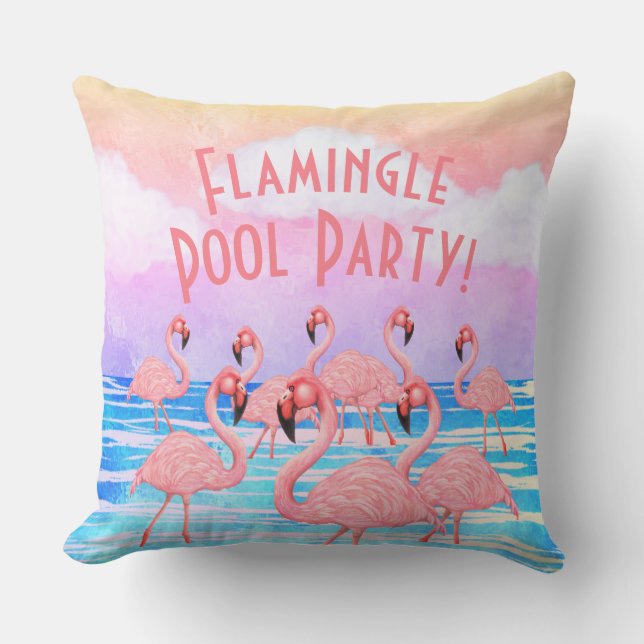 Coussin Flamants roses sur la Parade (Recto)