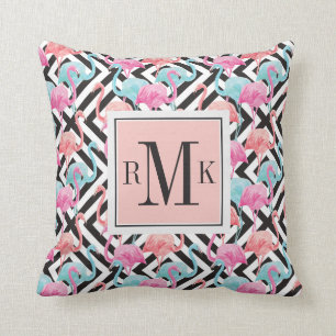 Coussin Flamants roses sur le motif audacieux de
