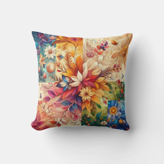 Coussin "Flambée de la nature : Illustration florale symét