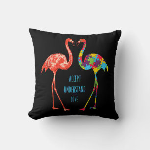 Coussin Flamingo Accept Understand Love Autism Flamingo