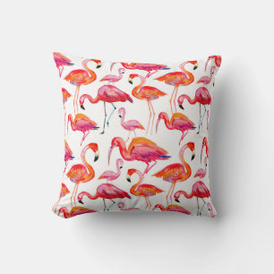 Coussin Flamingo rose, design motif sans soudure.