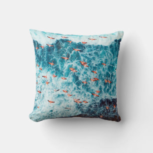 Coussin Flamingos flying on the beach of caribbean sea, Lo