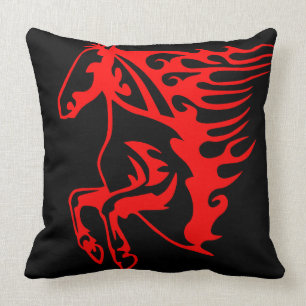 Coussin Flamme feu rouge Bronco Mustang Cheval sauvage