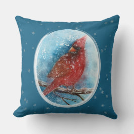 Coussin Flammes de neige cardinales de Noël en rouge ou bl