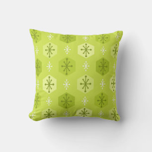 Coussin Flammes de neige de Noël rétro Chartreuse