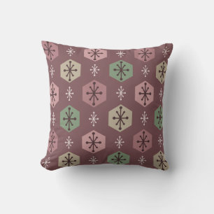Coussin Flammes de neige de Noël rétro Red Gold
