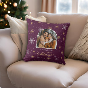 Coussin Flammes de neige d'hiver modernes Photo Noël Bourg
