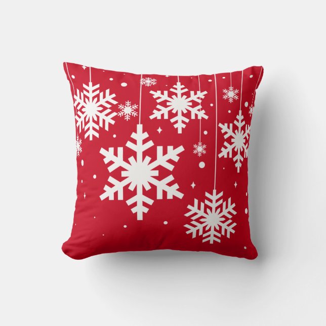 Coussin Flammes de neige d'hiver Rouge (Recto)
