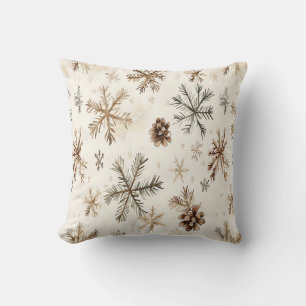 Coussin Flammes de neige et pinecones d'hiver rustiques