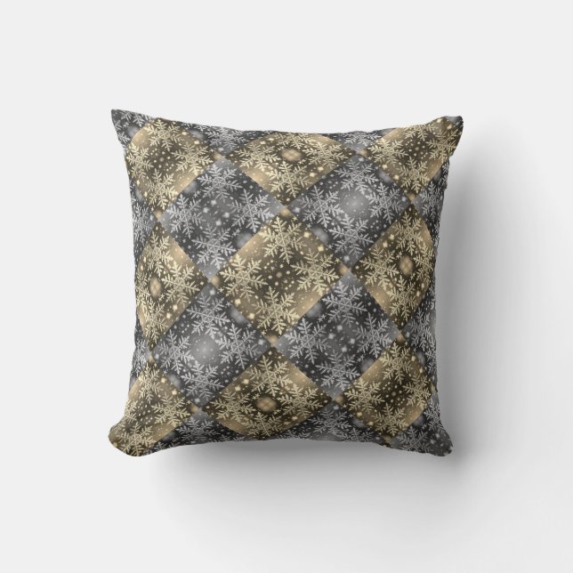 Coussin Flammes de neige Nuit d'hiver / Sepia / Miroir inc (Recto)
