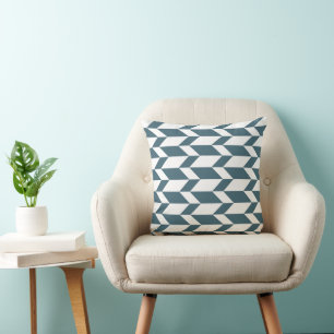 Coussin Flèche à deux tons gras Chevron Bleu Bleu Bleu