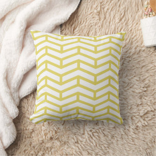 Coussin Flèches croquantes opposées Chevron Blanc jaune