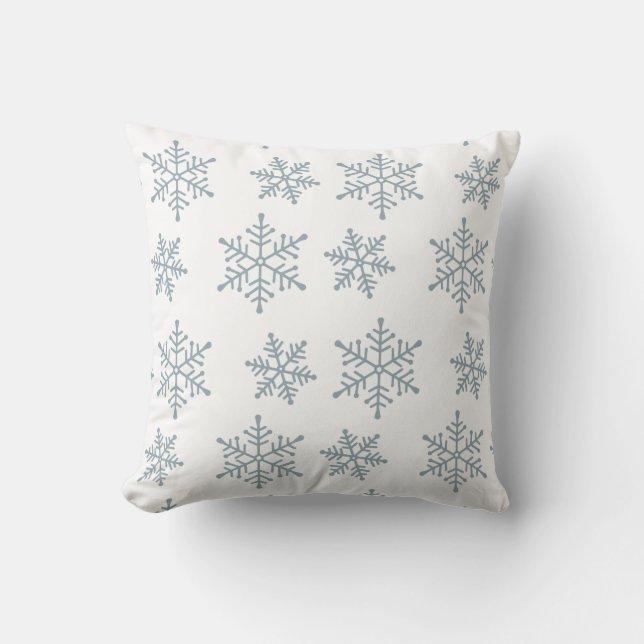 Coussin Flèches de neige bleu clair sur blanc (Recto)
