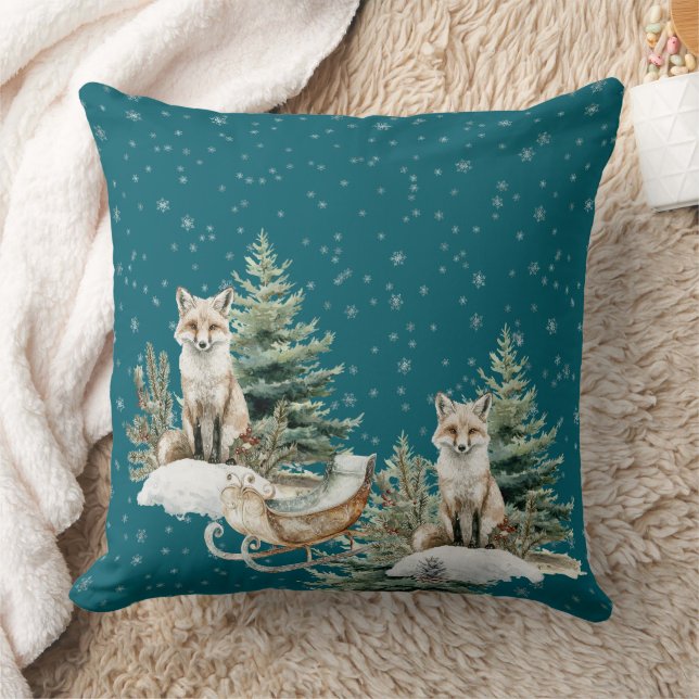 Coussin Flèches de neige de l'arbre de Noël Fox (Couverture)