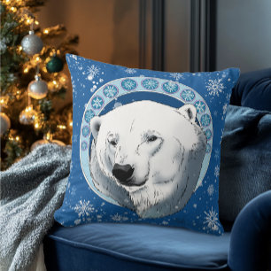 Coussin Flèches de neige Ours Polaire Art Nouveau
