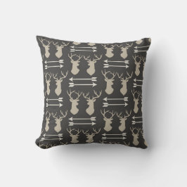 Coussin Flèches modernes tête de cerf noir blanc taureau
