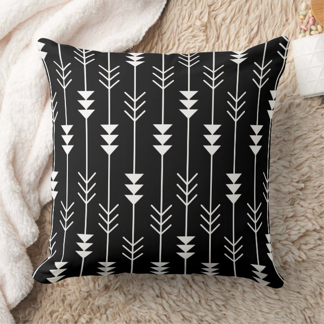 Coussin Flèches noir et blanc Motif Art simple (Couverture)