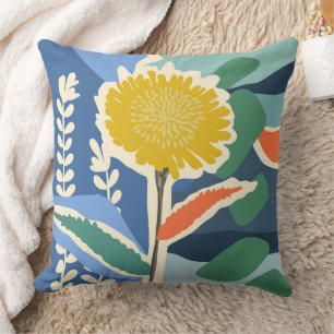 Coussin Fleur abstraite Dandelion Blocs de couleur Moderne