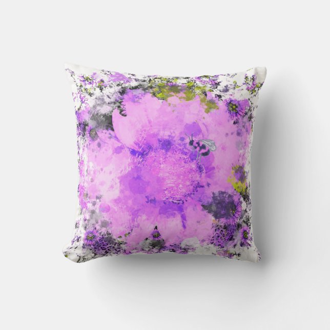 Coussin Fleur aquarelle - Violet  (Recto)