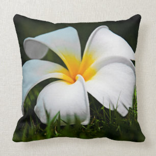 Coussin Fleur blanche d'Hawaï de Frangipani de Plumeria