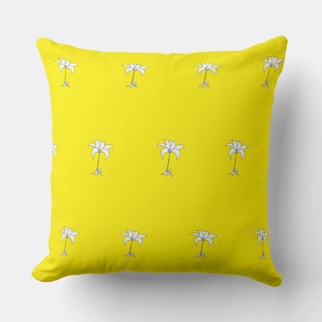 Coussin Fleur blanche Répétition Citron jaune (Recto)